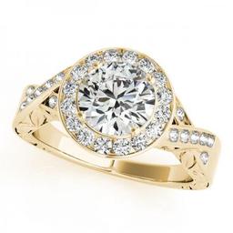 CERTIFIED 18K YELLOW GOLD 1.01 CTW J-K/VS-SI1 DIAMOND HALO ENGAGEMENT RING