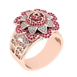 1.30 Ctw SI2/I1 Ruby and Diamond Style Valentine Day theme 14K Rose Gold Engagement Ring