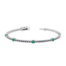 3.08 Ctw SI2/I1 Emerald and Diamond 14K White Gold Bracelet