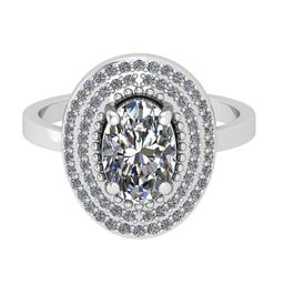 1.83 Ctw HRD Certificate Diamond Set 14K White Gold Engagement Ring