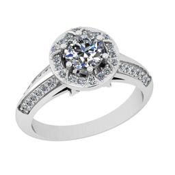 1.15 Ctw SI2/I1 Diamond 10k White Gold Engagement Halo Ring