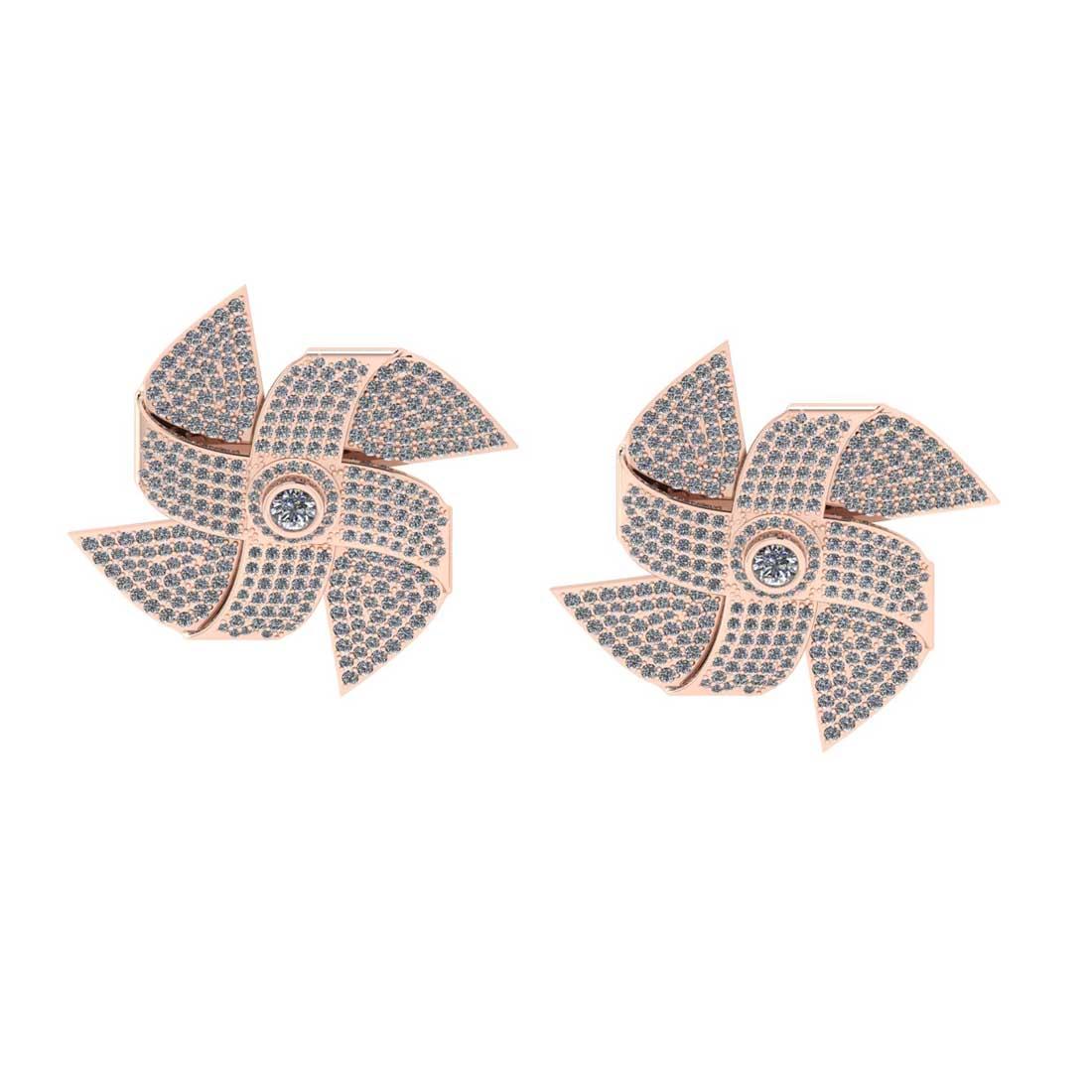 7.28 Ctw SI2/I1 Diamond 14K Rose Gold Stud Earrings