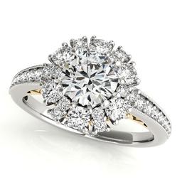 CERTIFIED TWO TONE GOLD 1.41 CTW J-K/VS-SI1 DIAMOND HALO ENGAGEMENT RING