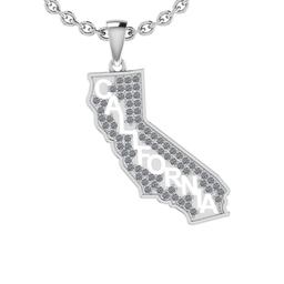 0.58 Ctw SI2/I1 Diamond 14K White Gold Express Your State Love CALIFORNIA Necklace