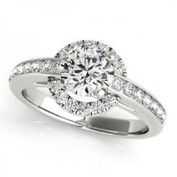 CERTIFIED PLATINUM 1.33 CTW J-K/VS-SI1 DIAMOND HALO ENGAGEMENT RING