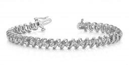 14KT WHITE GOLD 1 CTW G-H SI2/SI3 FACETED SPIRAL LINK DIAMOND TENNIS BRACELET