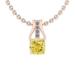 Certified 0.56 Ct GIA Certified Natural Fancy Yellow Diamond and White Diamond 14K Rose Gold Pendant