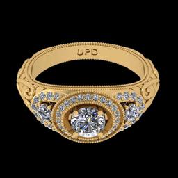 0.95 Ctw VS/SI1 Diamond 14K Yellow Gold Engagement Halo Ring
