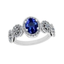 3.55 Ctw VS/SI1 Tanzanite And Diamond 18K White Gold Bridal Style Wedding Ring