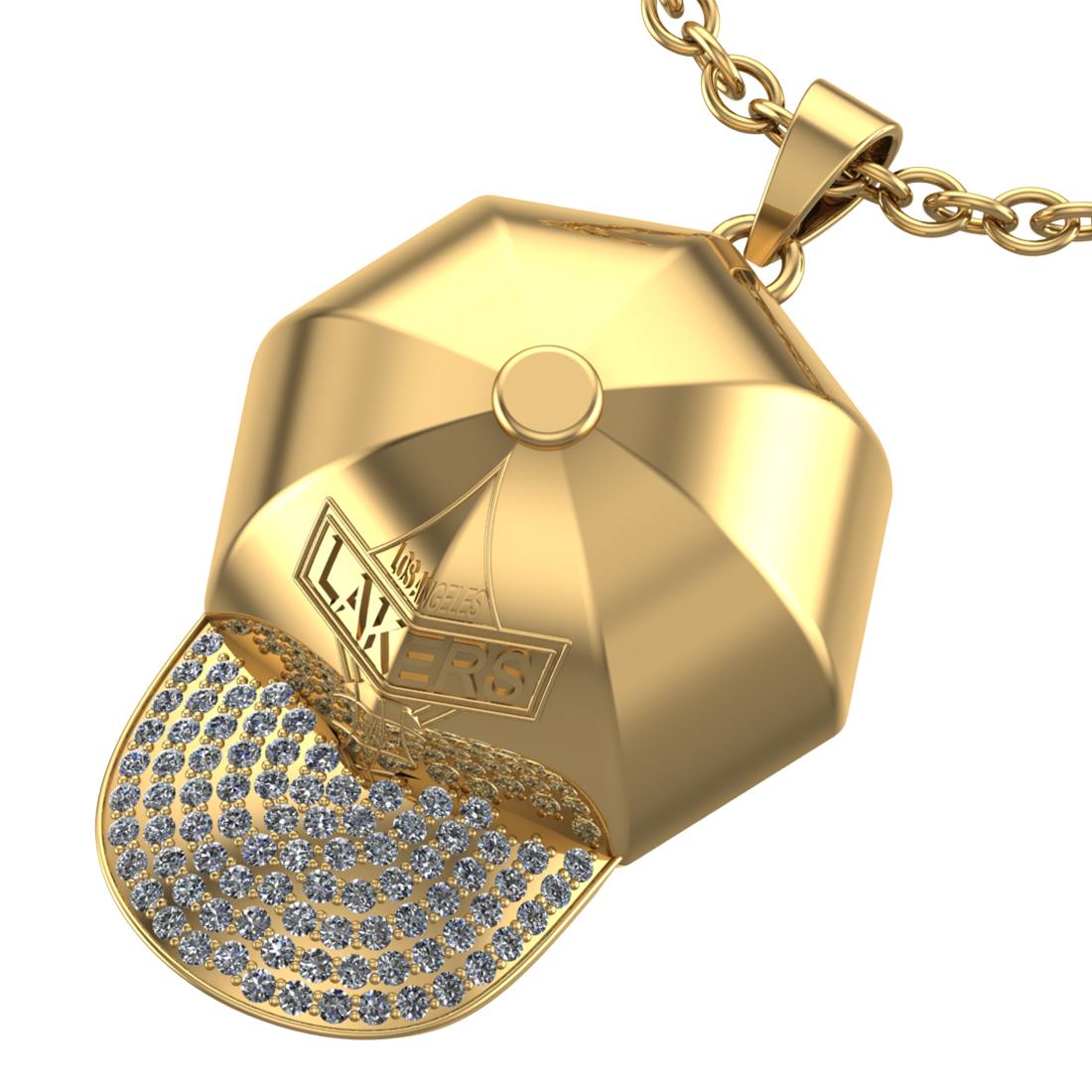 1.17 Ctw SI2/I1 Diamond 14K Yellow Gold Basketball theme pendant necklace