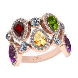 2.95 Ctw I2/I3 Multi Stone And Diamond 10K Rose Gold Ring