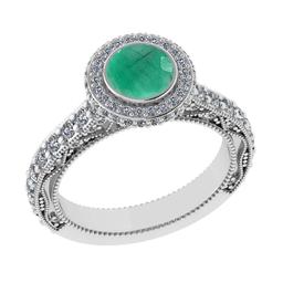 2.16 Ctw I2/I3 Emerald And Diamond 14K White Gold Engagement Ring