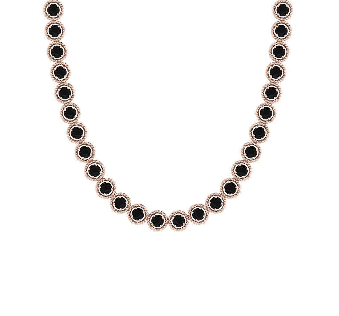 1.84 Ctw i2/i3 Treated Fancy Black Diamond 14K Rose Gold 1 Row Necklace