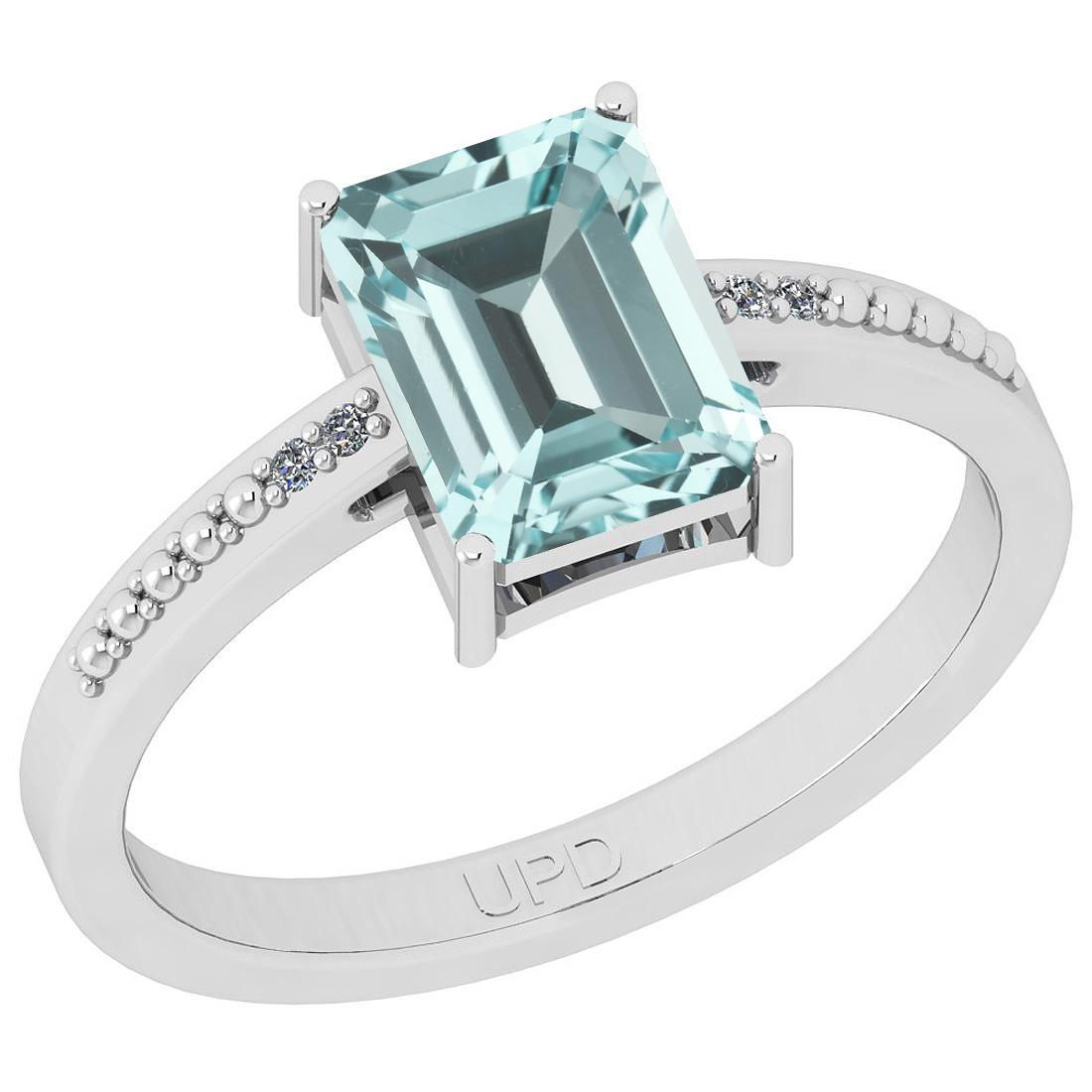 2.54 Ctw SI2/I1 Aquamarine And Diamond 14K White Gold Ring