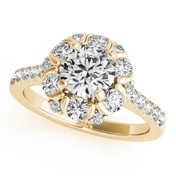 CERTIFIED 18K YELLOW GOLD 1.51 CTW J-K/VS-SI1 DIAMOND HALO ENGAGEMENT RING