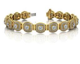 14KT YELLOW GOLD 3 CTW G-H SI2/SI3 FANCIFUL ROUND DIAMOND BRACELET WITH TUBE LINKS