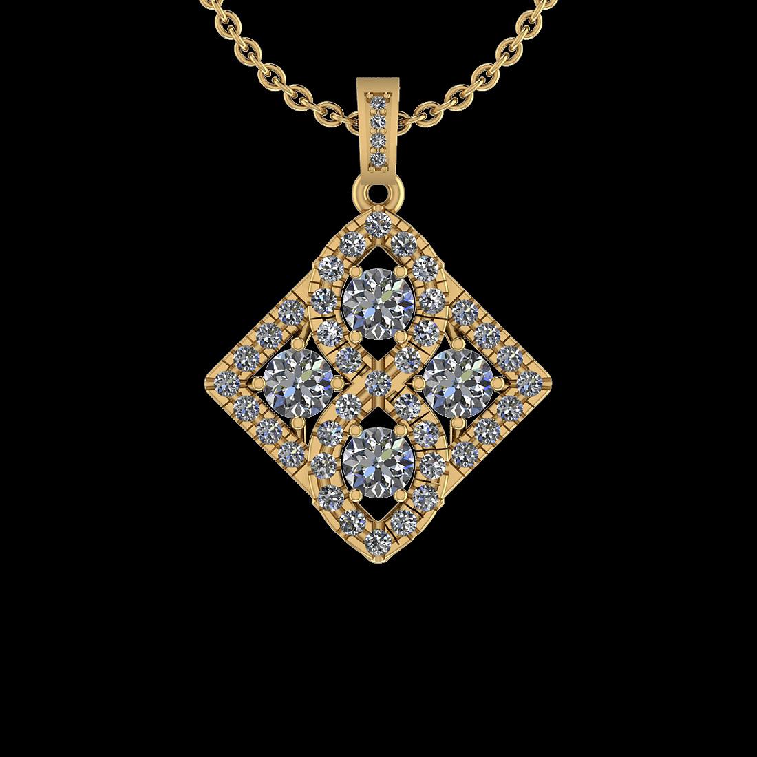 1.28 Ctw SI2/I1 Diamond 14K Yellow Gold Vintage Stye Pendant Necklace