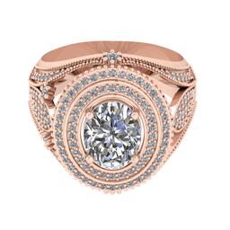 3.20 Ctw SI2/I1 Diamond 14K Rose Gold Engagement Halo Ring