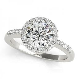 CERTIFIED PLATINUM 1.35 CTW J-K/VS-SI1 DIAMOND HALO ENGAGEMENT RING