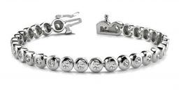 14KT WHITE GOLD 1 CTW G-H SI2/SI3 BEZEL SET DIAMOND TENNIS BRACELET