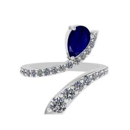 1.51 Ctw SI2/I1 Blue Sapphire and Diamond 14K White Gold Engagement Halo Ring