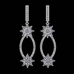 1.88 Ctw VS/SI1 Diamond 14K White Gold Dangling Earrings