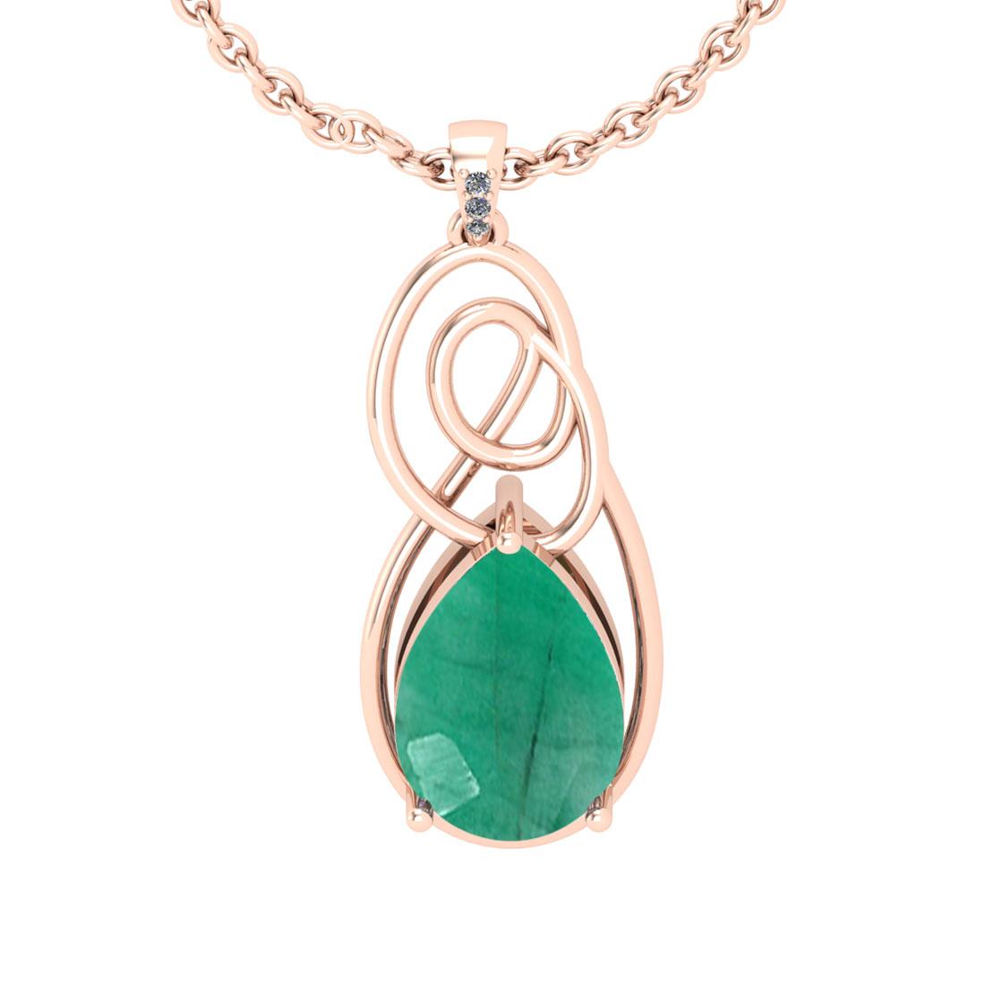 5.02 Ctw SI2/I1 Emerald And Diamond 14K Rose Gold Pendant
