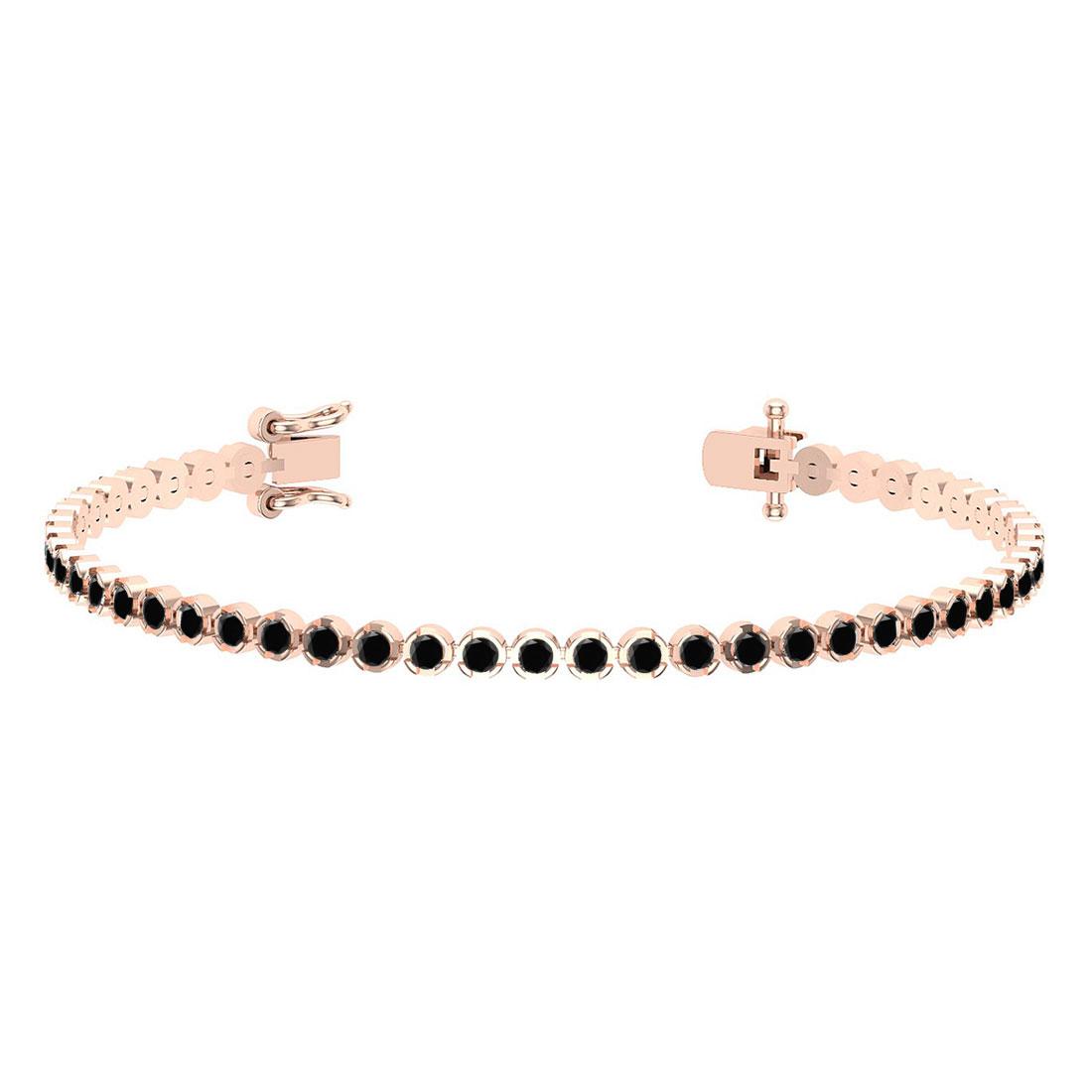 2.60 Ctw i2/i3 Treated Fancy Black Diamond 14K Rose Gold Bracelet