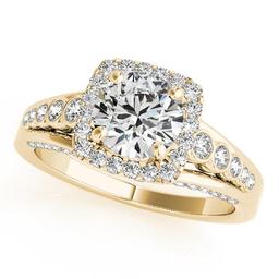 CERTIFIED 18K YELLOW GOLD 1.02 CTW J-K/VS-SI1 DIAMOND HALO ENGAGEMENT RING