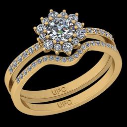 1.16 Ctw SI2/I1 Diamond 14K Yellow Gold Anniversary Halo Ring