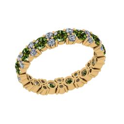 2.21 Ctw SI2/I1 Green Sapphire And Diamond 14K Yellow Gold Eternity Band Ring