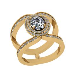 2.30 Ctw SI2/I1 Diamond 14K Yellow Gold Bridal Wedding Halo Ring