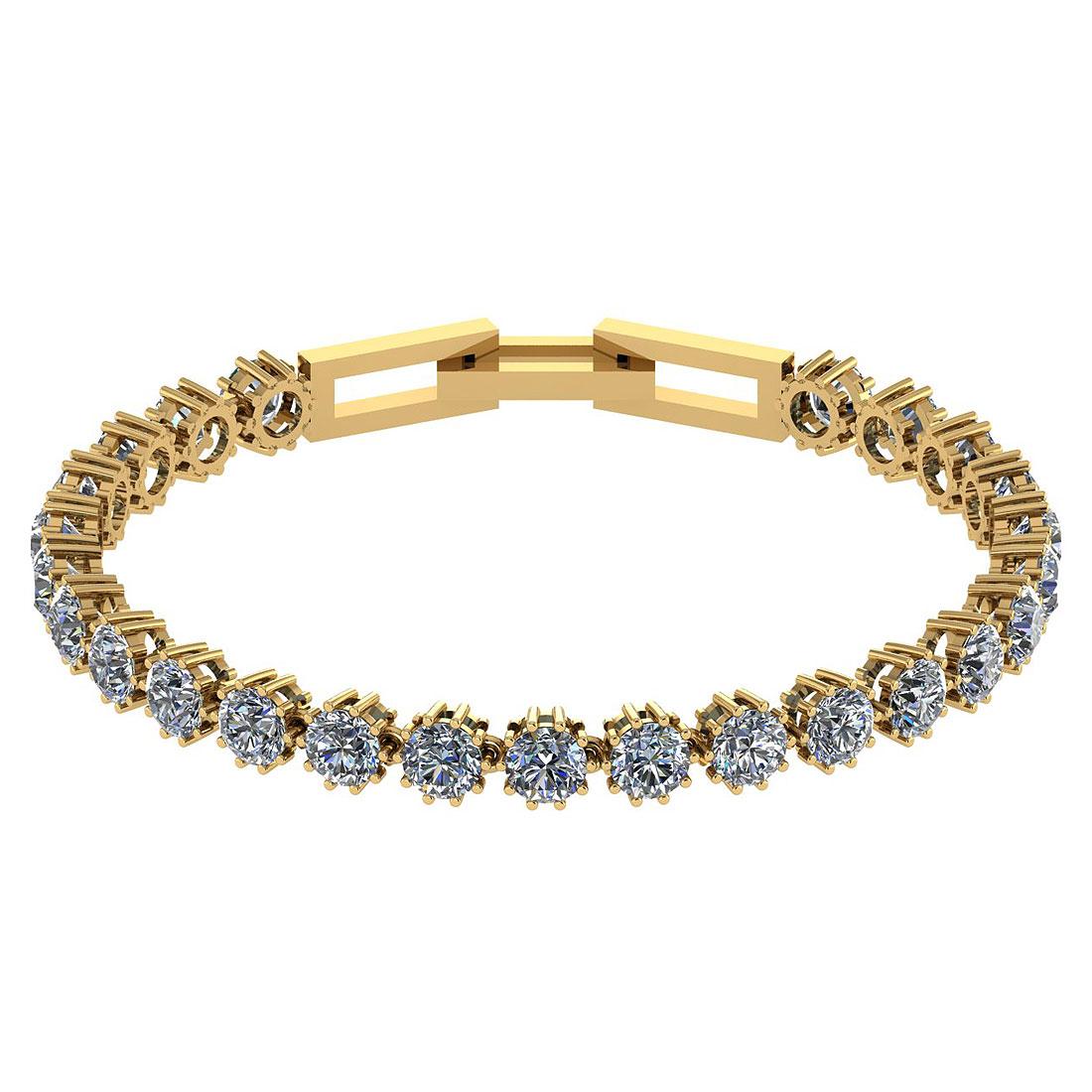 12.50 Ctw SI2/I1 Diamond Ladies Fashion 18K Yellow Gold Tennis Bracelet