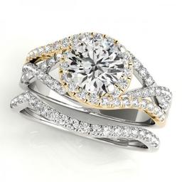 CERTIFIED 18KT TWO TONE GOLD 1.01 CTW J-K/VS-SI1 DIAMOND HALO BRIDAL SET