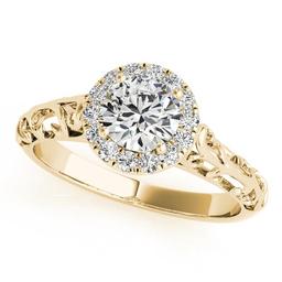 CERTIFIED 18K YELLOW GOLD 1.11 CTW J-K/VS-SI1 DIAMOND HALO ENGAGEMENT RING