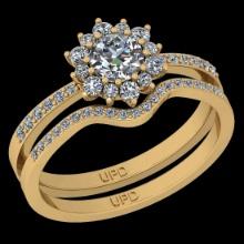 1.16 Ctw SI2/I1 Diamond 14K Yellow Gold Anniversary Halo Ring