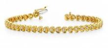 14K YELLOW GOLD 1 CTW G-H SI2/SI3 HEART LINK DIAMOND BRACELET