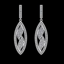 3.52 Ctw VS/SI1 Diamond 14K White Gold Dangling Earrings