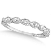 Antique style Marquise Shape Diamond Wedding Ring 14k White Gold 0.10ctw