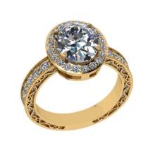 3.21 Ctw SI2/I1 Diamond 14K Yellow Gold Engagement Halo Ring
