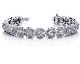 14KT WHITE GOLD 3 CTW G-H VS2/SI1 VINTAGE INSPIRED FANCY DIAMOND BRACELET