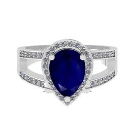 2.27 Ctw SI2/I1 Blue Sapphire and Diamond 14K White Gold Engagement Ring