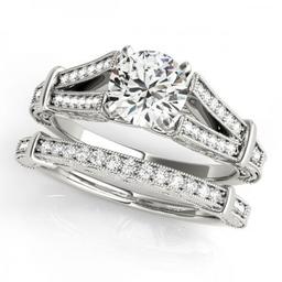 CERTIFIED 18KT WHITE GOLD 1.24 CTW J-K/VS-SI1 DIAMOND BRIDAL SET