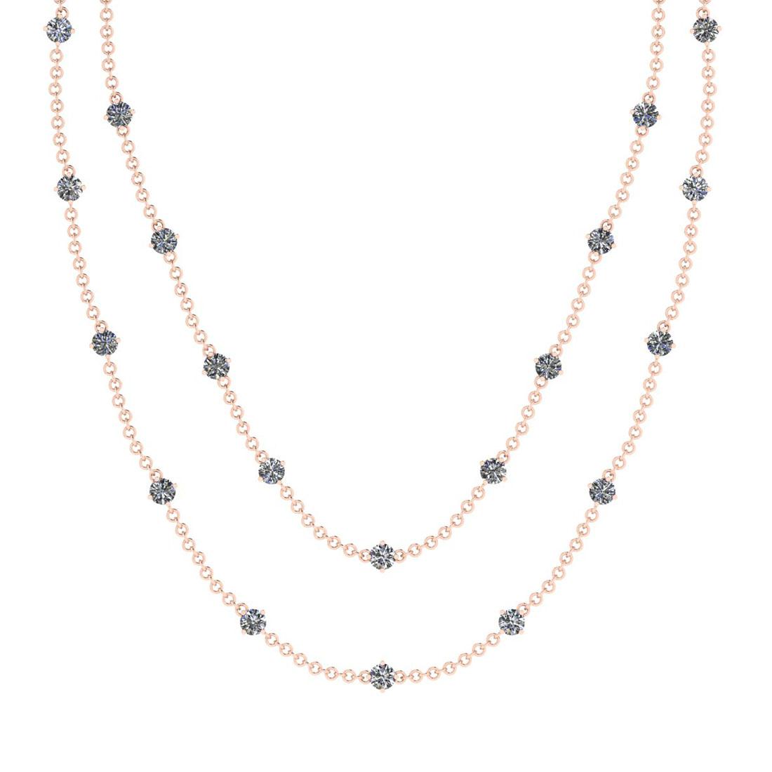 5.50 Ctw SI2/I1 Diamond 14K Rose Gold Two Layer Yard Necklace