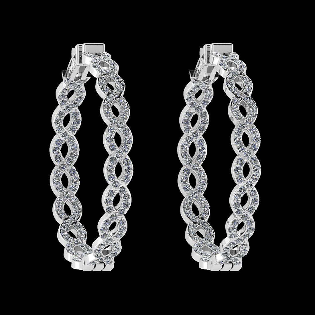 1.88 Ctw i2/i3 Diamond 14K White Gold Hoop Earrings