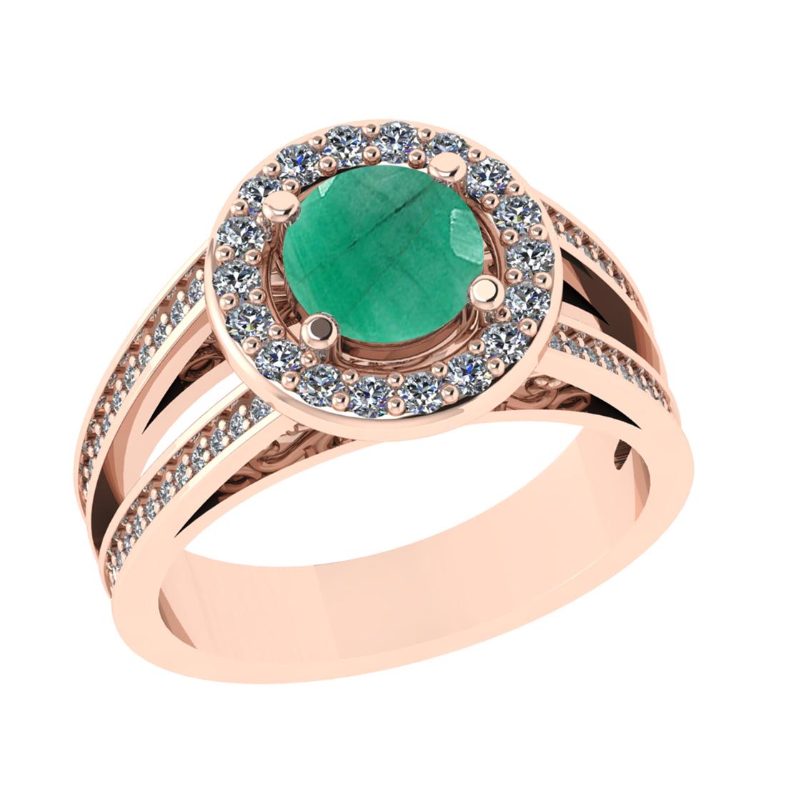 2.14 Ctw I2/I3 Emerald And Diamond 14K Rose Gold Engagement Ring