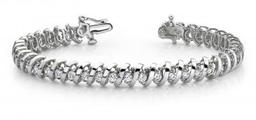 14KT WHITE GOLD 1 CTW G-H VS2/SI1 SWIRL LINK DIAMOND TENNIS BRACELET