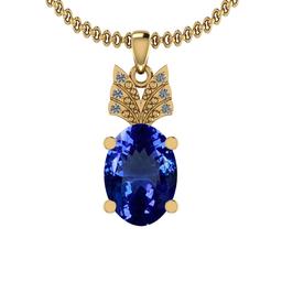 Certified 7.04 Ctw VS/SI1 Tanzanite and Diamond 14K Yellow Gold Vintage Style Pendant