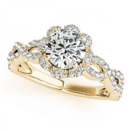 CERTIFIED 18K YELLOW GOLD 1.00 CTW J-K/VS-SI1 DIAMOND HALO ENGAGEMENT RING