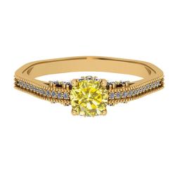 1.01 Ctw Gia certified Natural Fancy Yellow And White Diamond 14K Yellow Gold Engagement Ring